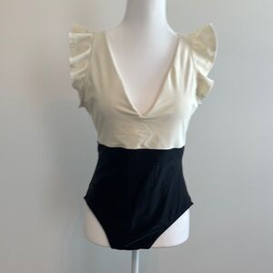 Summersalt Cream and Black Ruffle Backflip